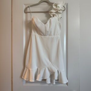 Sage Paige Stars Align One-Shoulder White Mini Dress